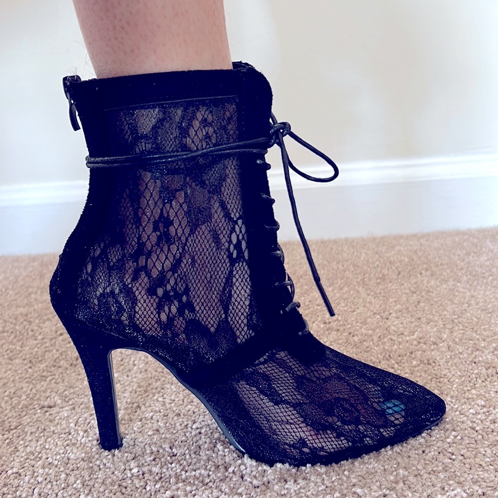 Beautiful lace custom made shoes. Two pairs are left from my store inventory.